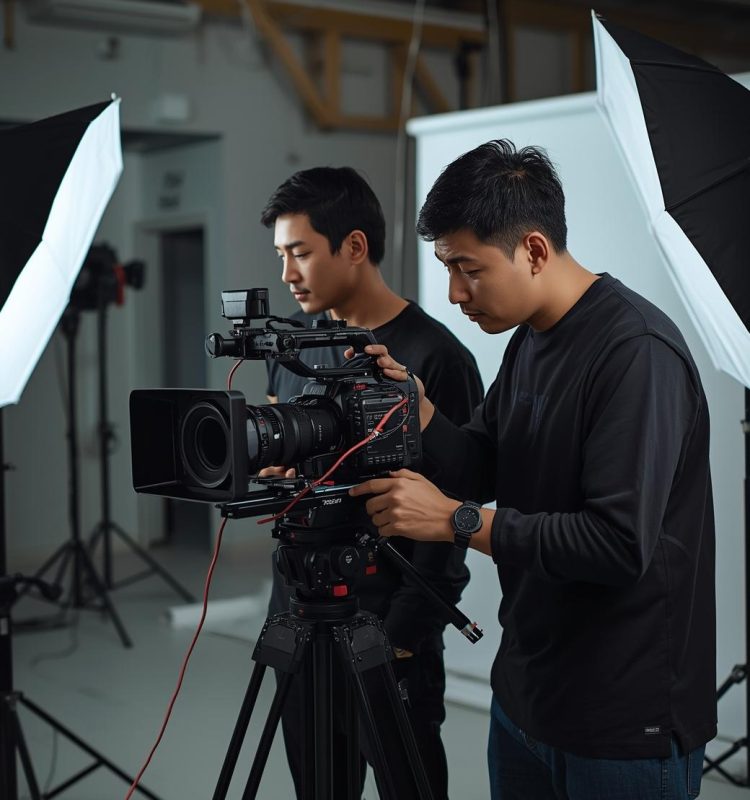 Asian videographer team